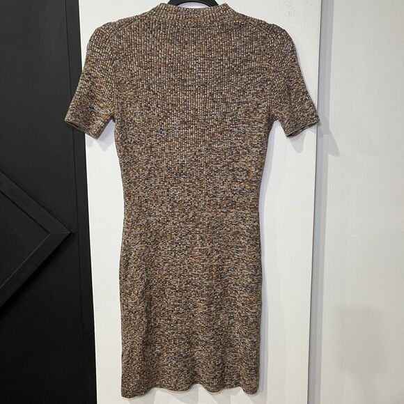 Madewell Knit Short Sleeve Mock Neck Bodycon Ribbed Sweater Dress Size Medium - Picture 3 of 5